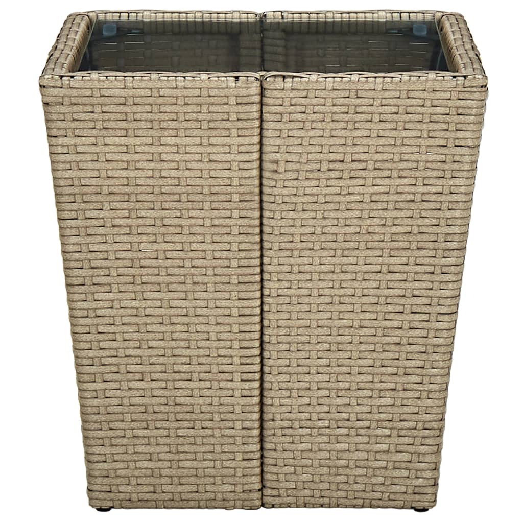 Beistelltisch Beige 41,5x41,5x44 cm Poly Rattan und Hartglas
